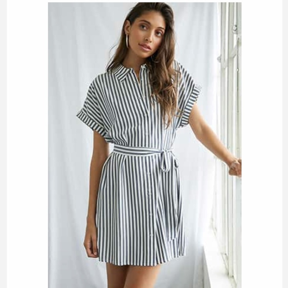 Forever 21 Striped Belted Mini Shirtdress, SM, NWT